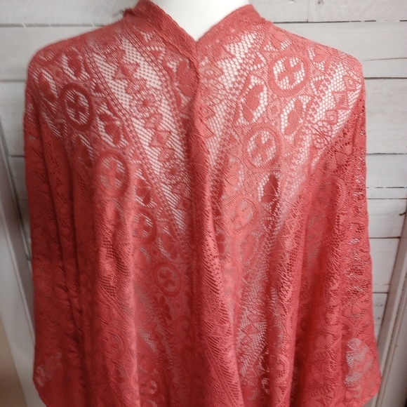 Maurices 2X/3X Coral Orange Open Front Kimono Cardigan Cover Up Coastal - Picture 8 of 12